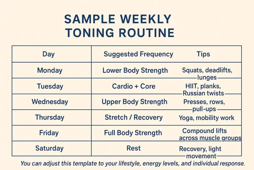 Achieving the Perfect Tone: How Often Should You Exercise for Results? 4 Weekly exercise York plan graphic