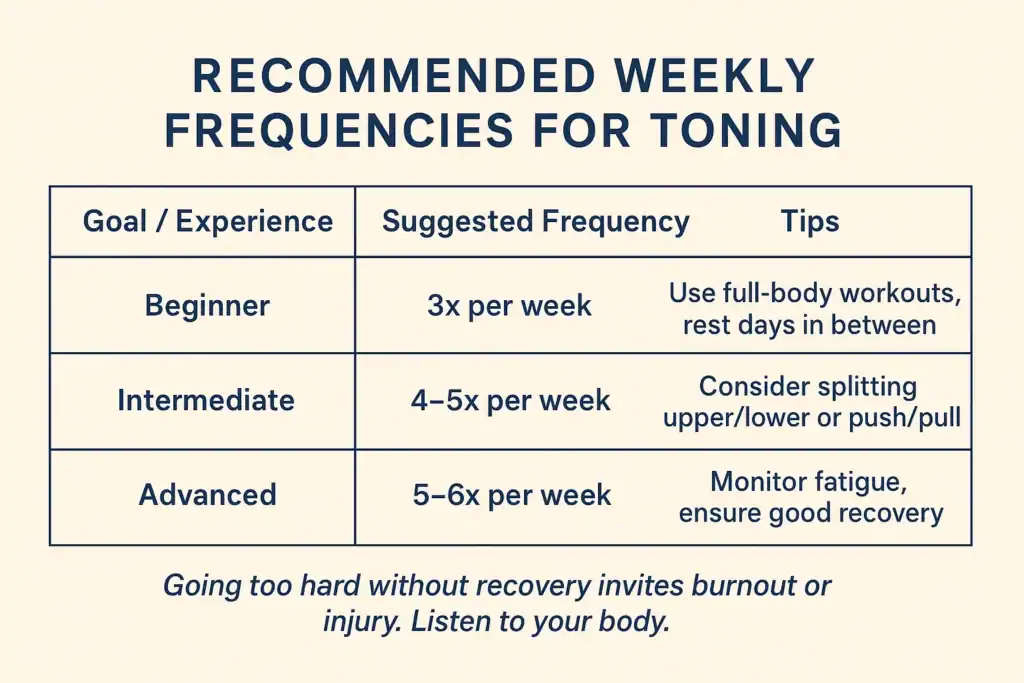 Achieving the Perfect Tone: How Often Should You Exercise for Results? 2 Graphic to show how often you should do exercise to help with toning York