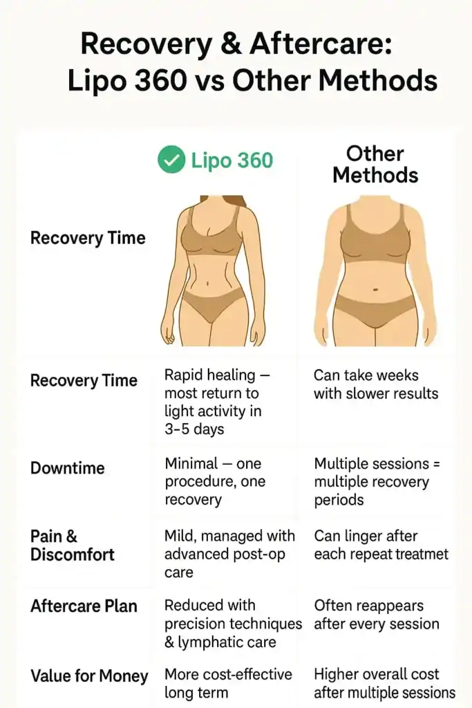 Recovery and Aftercare for Fat-Dissolving Surgery 2 Table to show fat dissolving injection aftercare York